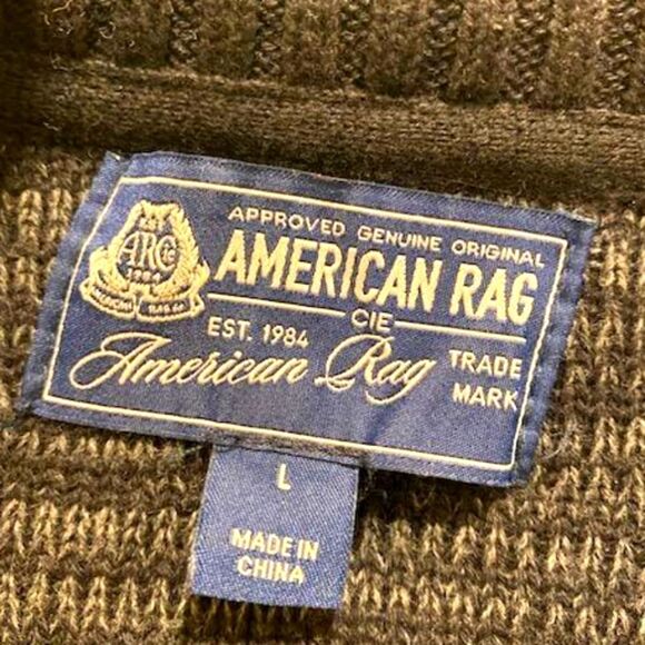 American Rag Full Zip Sweater, Men's  sz L, Gray & Black - Picture 3 of 3